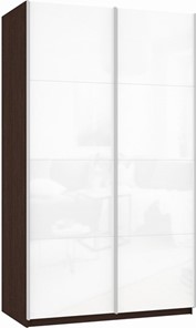 Шкаф-купе 2-х дверный Прайм (Белое стекло/Белое стекло) 1400x570x2300, венге в Хабаровске - предосмотр
