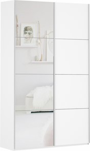 Шкаф 2-х дверный Прайм (ДСП/Зеркало) 1200x570x2300, белый снег в Комсомольске-на-Амуре