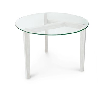 Круглый столик Оникс-7, Выбеленный дуб/Прозрачное стекло в Комсомольске-на-Амуре