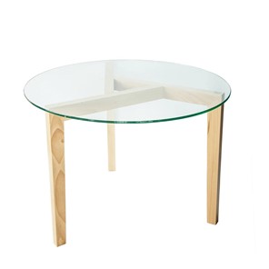 Круглый столик Оникс-7, Натуральный массив/Прозрачное стекло в Комсомольске-на-Амуре
