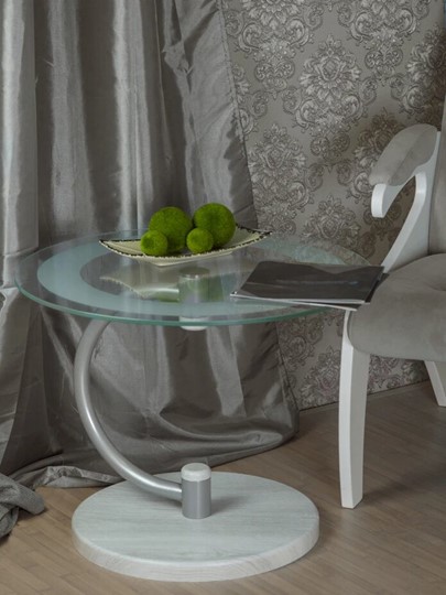 Стеклянный стол Дуэт 13Н (металлик-дуб дымчатый-прозр) в Хабаровске - изображение 6