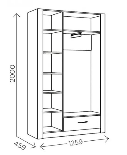 Шкаф гардеробный Ева 5 М2 дуб ирландский/белый матовый в Хабаровске - изображение 2