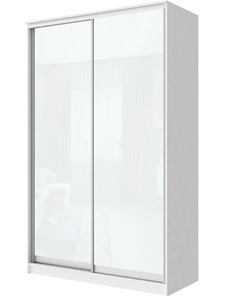 Шкаф 2-х створчатый Хит-22-14-22 с цветным стеклом, белое №10, Белый корпус в Хабаровске