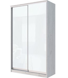 Шкаф двухдверный Хит-22-12-22 с цветным стеклом, белое №10, Дуб крафт белый в Хабаровске