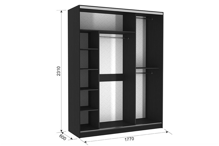 Шкаф трехдверный Бассо 2-600, венге/белый в Хабаровске - изображение 2
