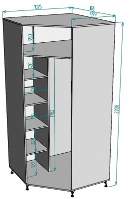 Шкаф распашной угловой Лофт H132, ДСС-Белый в Хабаровске - изображение 1