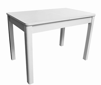 Кухонный стол раздвижной Айсберг-07 СТ1, белое ЛДСП/стекло белое/прямые массив белый в Комсомольске-на-Амуре