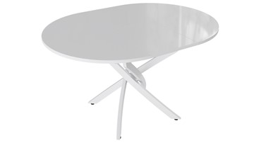 Кухонный стол раздвижной Diamond тип 3 (Белый муар/Белый глянец) в Хабаровске - предосмотр 1