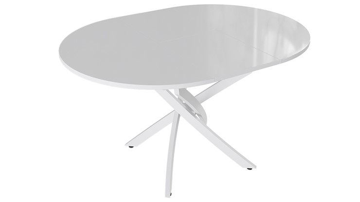 Кухонный стол раздвижной Diamond тип 3 (Белый муар/Белый глянец) в Комсомольске-на-Амуре - изображение 1