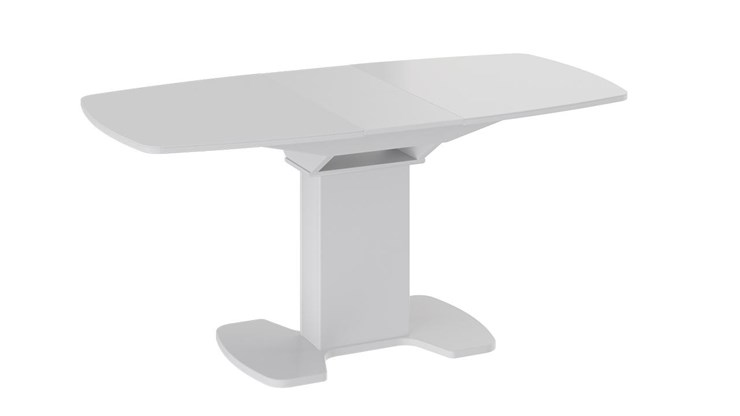 Кухонный раскладной стол Портофино (СМ(ТД)-105.02.11(1)), цвет Белый глянец/Стекло белое в Хабаровске - изображение 1