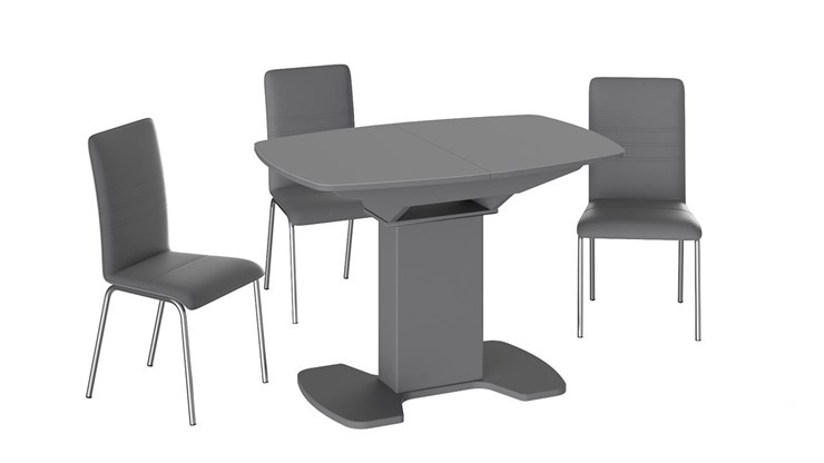Кухонный раскладной стол Портофино (СМ(ТД)-105.01.11(1)), цвет Серое/Стекло серое матовое LUX в Хабаровске - изображение 2