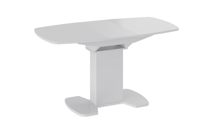 Кухонный раздвижной стол Портофино (СМ(ТД)-105.01.11(1)), цвет  Белый глянец/Стекло белое в Хабаровске - изображение 2