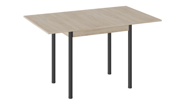 Обеденный раздвижной стол Родос тип 2 с опорой d40 (Черный муар/Дуб Сонома) в Хабаровске - изображение 1