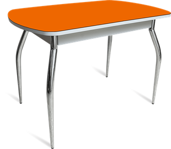 Стол кухонный ПГ-04 СТ белое/оранжевое/хром фигурные в Хабаровске - предосмотр