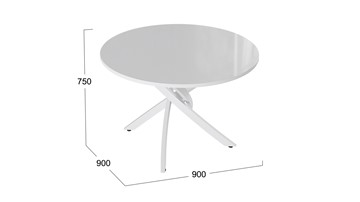 Кухонный обеденный стол Diamond тип 2 (Белый муар/Белый глянец) в Хабаровске - предосмотр 1