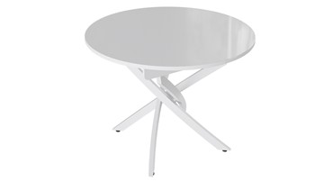 Кухонный стол раздвижной Diamond тип 3 (Белый муар/Белый глянец) в Хабаровске - предосмотр