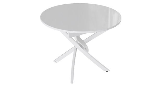 Кухонный стол раздвижной Diamond тип 3 (Белый муар/Белый глянец) в Хабаровске - изображение