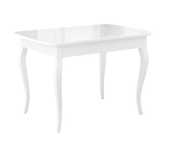 Кухонный раскладной стол Dikline M110 Белый/стекло белое глянец/ножки MC белые в Комсомольске-на-Амуре