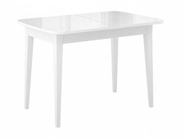 Раздвижной стол Dikline M110 Белый/стекло белое глянец/ножки MM белые в Комсомольске-на-Амуре