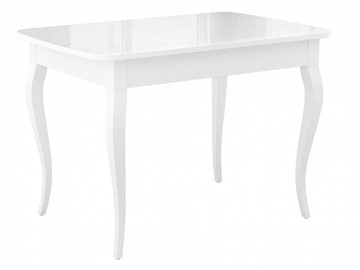 Кухонный раскладной стол Dikline M120 Белый/стекло белое глянец/ножки MC белые в Комсомольске-на-Амуре