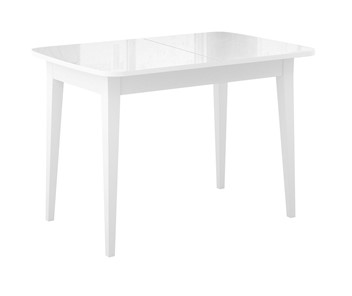 Кухонный стол раздвижной Dikline M120 Белый/стекло белое глянец/ножки MM белые в Хабаровске