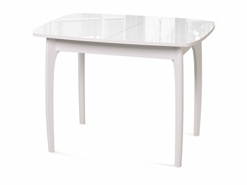 Кухонный раздвижной стол Dikline M40 стекло белое/ножки белые в Хабаровске