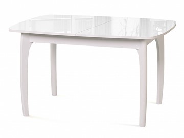 Кухонный раскладной стол Dikline M20 стекло белое/ножки белые в Хабаровске