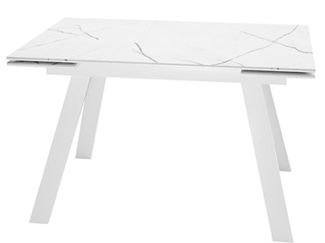 Кухонный стол раскладной DikLine SKM140 Керамика Белый мрамор/подстолье белое/опоры белые (2 уп.) в Хабаровске