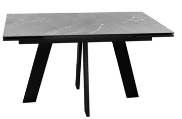 Кухонный стол раздвижной DikLine SKM140 Керамика серый мрамор/подстолье черное/опоры черные (2 уп.) в Хабаровске - предосмотр