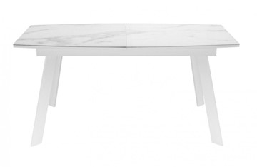 Кухонный раскладной стол Dikline XLS160 мрамор белый глянец/ножки белые в Комсомольске-на-Амуре - предосмотр 1