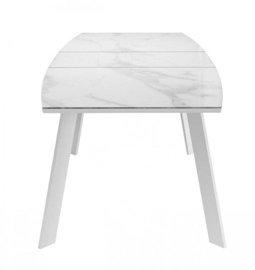 Кухонный раскладной стол Dikline XLS160 мрамор белый глянец/ножки белые в Комсомольске-на-Амуре - изображение 3
