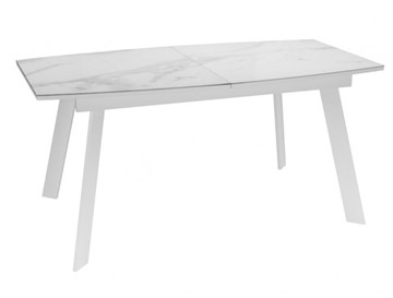 Кухонный раскладной стол Dikline XLS160 мрамор белый глянец/ножки белые в Комсомольске-на-Амуре - предосмотр