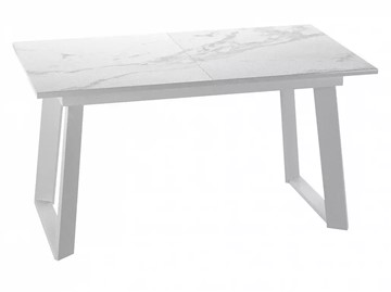 Кухонный раздвижной стол Dikline ZLS140 Мрамор белый глянец/ножки белые в Комсомольске-на-Амуре