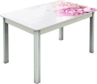 Обеденный раздвижной стол Гамбург исп.2 ноги метал. крашеные №23, Фотопечать (Цветы №49) в Хабаровске