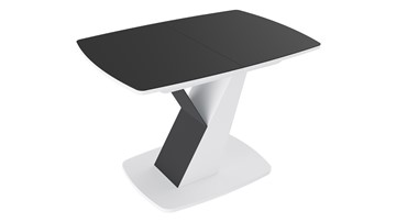 Кухонный раздвижной стол Гарда тип 1, цвет Белый/Стекло матовое черный графит в Хабаровске