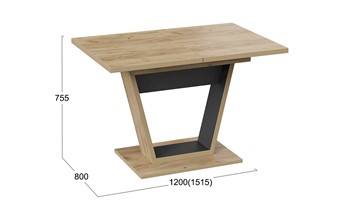 Кухонный раздвижной стол Гавана тип 1 (Дуб крафт золотой/Черный) в Хабаровске - предосмотр 5