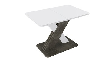 Кухонный стол раздвижной Люксембург тип 1 (Белый/Ателье темный/Стекло белое матовое) в Хабаровске