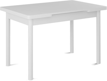 Кухонный раздвижной стол Милан-1 EVO, ноги металлические белые, белый цемент в Комсомольске-на-Амуре
