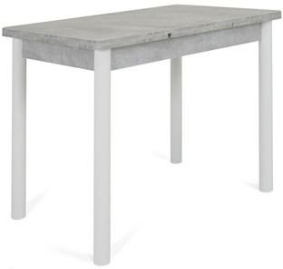 Кухонный раскладной стол Милан-1 EVO, ноги металлические белые, светлый цемент в Комсомольске-на-Амуре