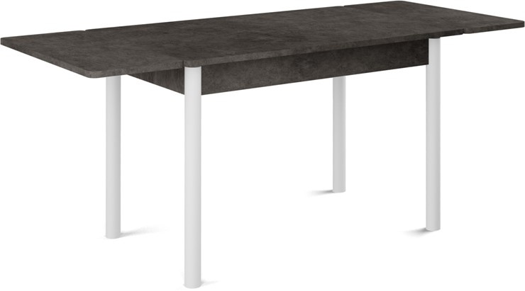 Кухонный стол раздвижной Милан-2 EVO, ноги белые, серый камень в Комсомольске-на-Амуре - изображение 1