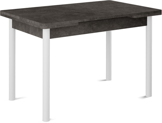 Кухонный стол раздвижной Милан-2 EVO, ноги белые, серый камень в Комсомольске-на-Амуре - изображение