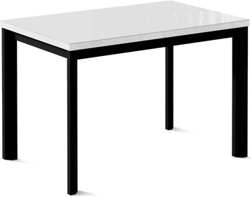 Кухонный стол раздвижной Нагано-1G (ноги черные, стекло cristal/белый цемент) в Хабаровске