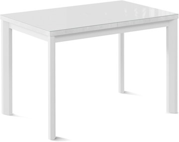 Кухонный раскладной стол Нагано-1G (ноги металлические белые, стекло cristal/белый цемент) в Хабаровске