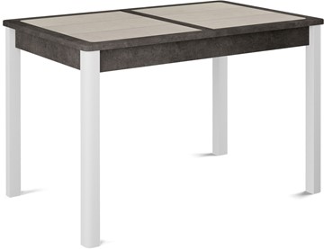 Кухонный раздвижной стол Ницца-1 ПЛ (ноги белые, плитка бежевая/серый камень) в Хабаровске