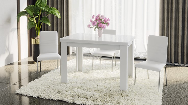Раздвижной стол Норман тип 1, цвет Белый/Стекло белый глянец в Хабаровске - изображение 4