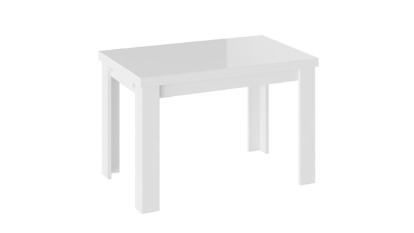 Раздвижной стол Норман тип 1, цвет Белый/Стекло белый глянец в Комсомольске-на-Амуре - изображение