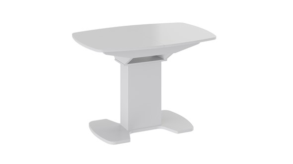 Кухонный раздвижной стол Портофино (СМ(ТД)-105.01.11(1)), цвет  Белый глянец/Стекло белое в Хабаровске - изображение