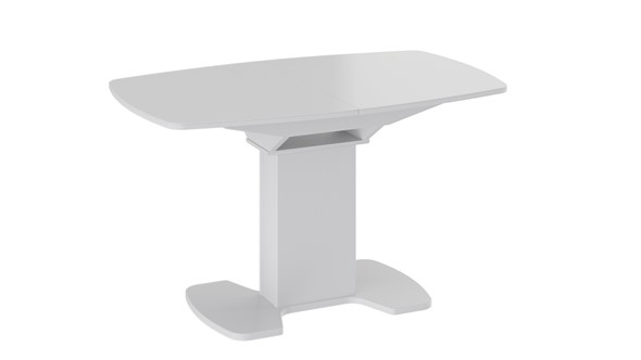 Кухонный раскладной стол Портофино (СМ(ТД)-105.02.11(1)), цвет Белый глянец/Стекло белое в Хабаровске - изображение