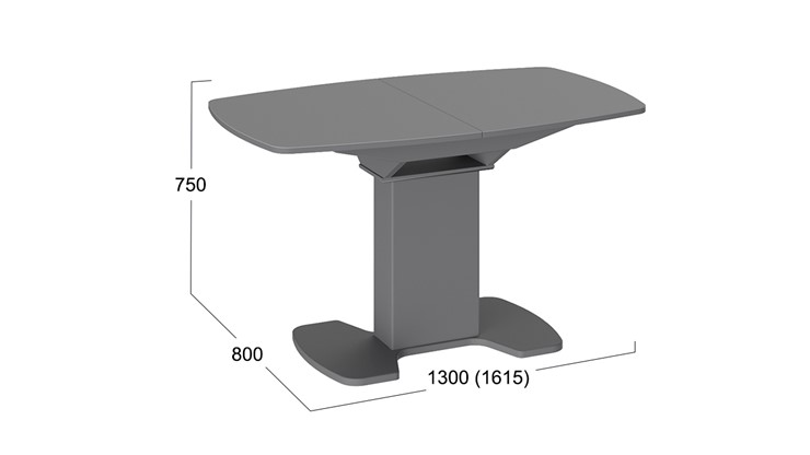Кухонный раздвижной стол Портофино (СМ(ТД)-105.02.11(1)), цвет Серое/Стекло серое матовое LUX в Хабаровске - изображение 1