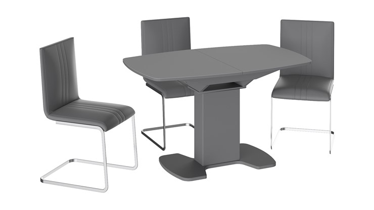 Кухонный раздвижной стол Портофино (СМ(ТД)-105.02.11(1)), цвет Серое/Стекло серое матовое LUX в Хабаровске - изображение 2